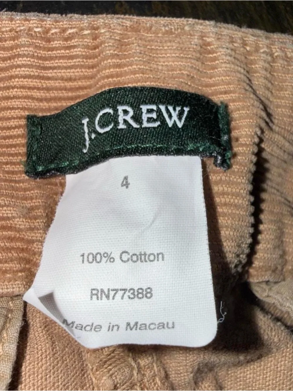 J. Crew Tan Corduroy Mini Skirt